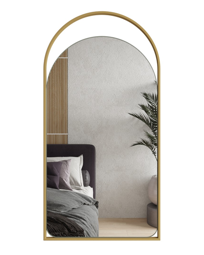 Дизайнерское арочное настенное зеркало Glass Memory Artful  в металлической раме золотого цвета